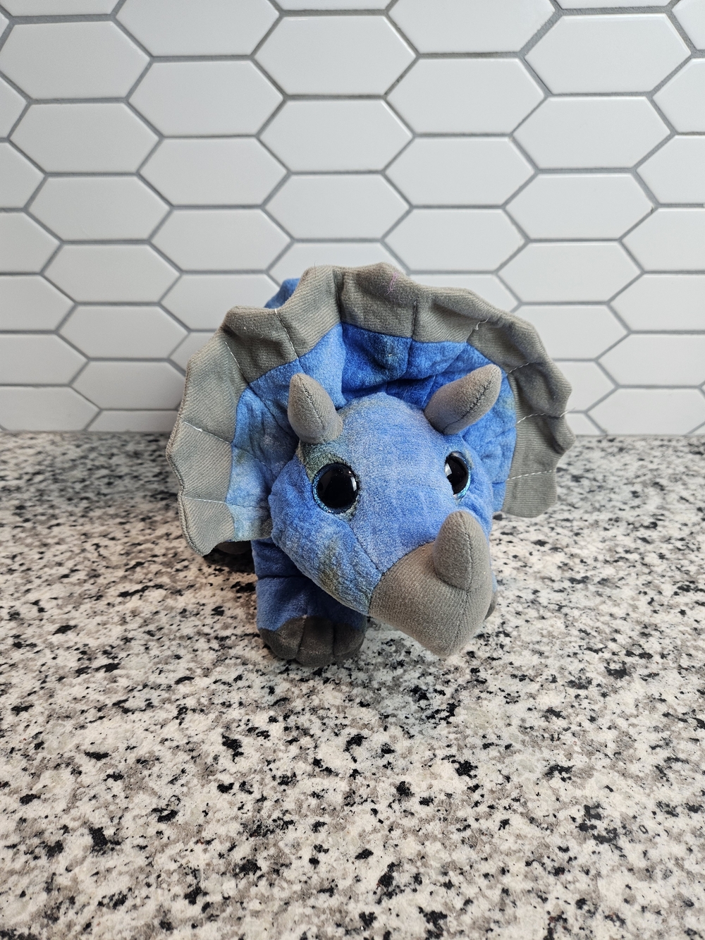 Blue Plush Triceratops Stuffed Animal Toy - Kids Plush Dino